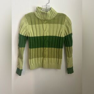 The Children's Place Green Striped Turtleneck Sweater